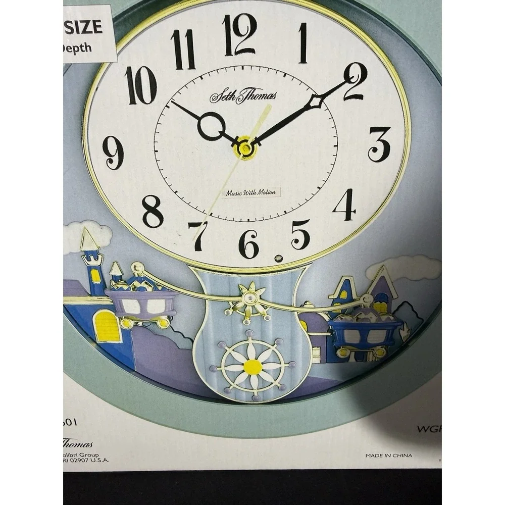 Seth Thomas Mason Music with Motion Green Frame Clock Gold Mining Carts NEW NOS‎